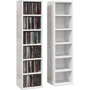 Homcom Set Of 2 Cd Storage Units With Adjustable Shelves, High Gloss White Homcom Set Of 2 Cd Storage Units With Adjustable Shelves, High Gloss White