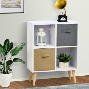 Homcom 70 X 56cm Freestanding 4 Cube Storage Cabinet Unit Bookcase With 2 Drawer Homcom 70 X 56cm Freestanding 4 Cube Storage Cabinet Unit Bookcase With 2 Drawer