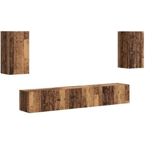 Vidaxl Tv Cabinet Set Wall-Mounted 3 Pcs Old Wood Engineered Wood, Living Room, Vidaxl Tv Cabinet Set Wall-Mounted 3 Pcs Old Wood Engineered Wood, Living Room,