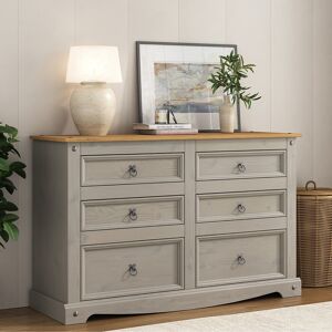 Corona Grey Chest Of Drawers Pine 6 Drawer 3+3 Solid Pine Mexican Wax Sideboard Corona Grey Chest Of Drawers Pine 6 Drawer 3+3 Solid Pine Mexican Wax Sideboard
