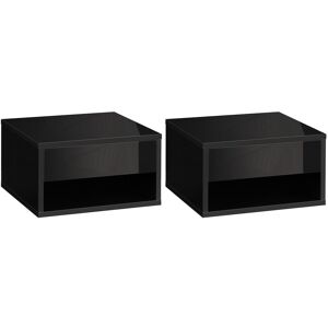 Homcom Floating Bedside Table Set Of 2 Wall Mounted Nightstand W/ Drawer Black Homcom Floating Bedside Table Set Of 2 Wall Mounted Nightstand W/ Drawer Black