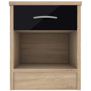 Bardalona Bedside Table Side Table Black & Oak Finish Nightstand One Drawer Shelf Bardalona Bedside Table Side Table Black & Oak Finish Nightstand One Drawer Shelf