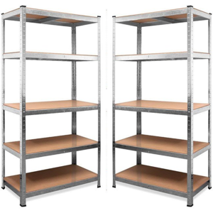 Samuel Alexander Set Of 2 Garage Shelving 90cmx180cm Heavy Duty 5 Tier Multipurpose Metal Racking Samuel Alexander Set Of 2 Garage Shelving 90cmx180cm Heavy Duty 5 Tier Multipurpose Metal Racking
