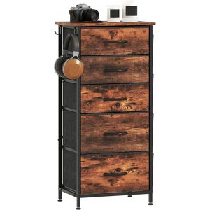 Homcom Fabric Chest Of Drawers, 5 Drawer Dresser For Bedroom, Rustic Brown Homcom Fabric Chest Of Drawers, 5 Drawer Dresser For Bedroom, Rustic Brown