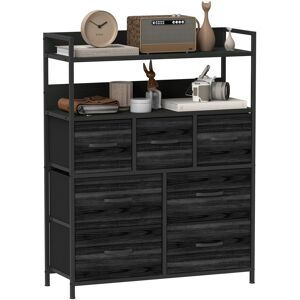 Homcom Bedroom Chest Of Drawers 7 Drawer Dresser W/ Shelves, Black Homcom Bedroom Chest Of Drawers 7 Drawer Dresser W/ Shelves, Black