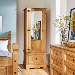 Home Source Wardrobe 1 Door Mirrored 1 Storage Drawer Solid Wood Corona Pine Armoire Home Source Wardrobe 1 Door Mirrored 1 Storage Drawer Solid Wood Corona Pine Armoire