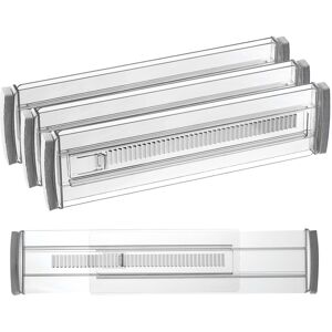 Uxcell 4 Pack 3.1\" High 11.2\" To 20\" Expandable Drawer Dividers Organizer, Clear Black Uxcell 4 Pack 3.1\" High 11.2\" To 20\" Expandable Drawer Dividers Organizer, Clear Black