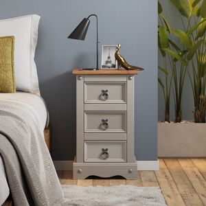 Corona Bedside Cabinet 3 Drawer Grey Wax Table Unit Pine By Mercers Furniture® Corona Bedside Cabinet 3 Drawer Grey Wax Table Unit Pine By Mercers Furniture®
