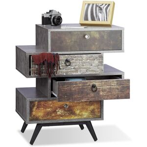 Relaxdays Vintage Chest Of Drawers 4-Drawer Dresser Industrial Storage Cabinet Grey Relaxdays Vintage Chest Of Drawers 4-Drawer Dresser Industrial Storage Cabinet Grey