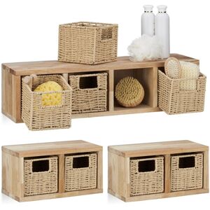 Relaxdays Wall Shelf Cube Set Floating Shelves With Baskets Storage Unit Oiled Brown Relaxdays Wall Shelf Cube Set Floating Shelves With Baskets Storage Unit Oiled Brown