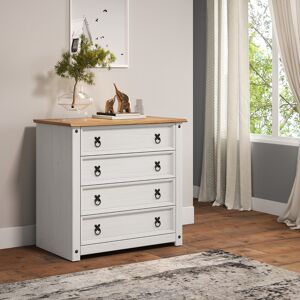 Mercers Furniture Corona Chest Of Drawers 4 Drawer White Wax Small Solid Pine Shabby Chic Mercers Furniture Corona Chest Of Drawers 4 Drawer White Wax Small Solid Pine Shabby Chic
