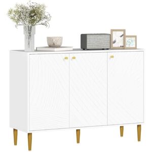 Homcom Elegant Sideboard Storage Cabinet 3 Carved Line Doors And 5 Legs White/gold-Tone Homcom Elegant Sideboard Storage Cabinet 3 Carved Line Doors And 5 Legs White/gold-Tone