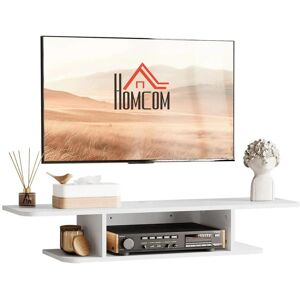 Homcom Wall Mounted Tv Stand Entertainment Unit With Storage Shelf, White Homcom Wall Mounted Tv Stand Entertainment Unit With Storage Shelf, White