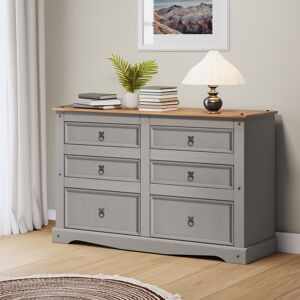Corona Chest Of Drawers 3+3 Low Wide Grey Wax Sideboard By Mercers Furniture® Corona Chest Of Drawers 3+3 Low Wide Grey Wax Sideboard By Mercers Furniture®
