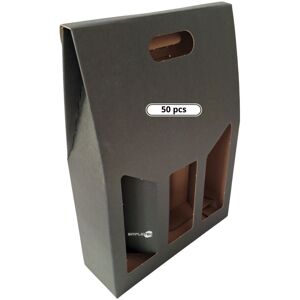 Simpletek 50x Black Gift Box Packaging For 3 Bottles Of Wine Oil With Window Simpletek 50x Black Gift Box Packaging For 3 Bottles Of Wine Oil With Window