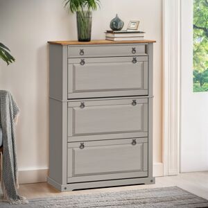 Corona Shoe Chest 1 Drawer 3 Shelf Grey Wax Solid Pine Mercers Furniture® Corona Shoe Chest 1 Drawer 3 Shelf Grey Wax Solid Pine Mercers Furniture®