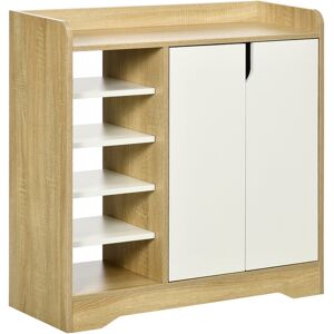 Homcom Shoe Cabinet Shoe Storage Organizer With Five Open Shelves, Natural Homcom Shoe Cabinet Shoe Storage Organizer With Five Open Shelves, Natural