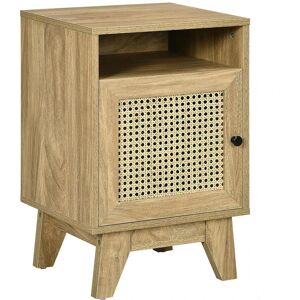 Homcom Nightstand, Rattan Bedside Table W/ Cabinet, Shelf, Natural Homcom Nightstand, Rattan Bedside Table W/ Cabinet, Shelf, Natural