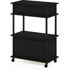 Furinno Turn-N-Tube Kitchen Storage Cart With Cabinet, Americano/black Furinno Turn-N-Tube Kitchen Storage Cart With Cabinet, Americano/black
