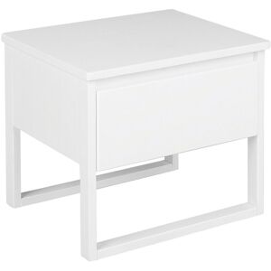 Beliani Bedside Table White Pine Wood 43 x 50 cm with One Drawer - Bedside Table Beliani Bedside Table White Pine Wood 43 x 50 cm with One Drawer - Bedside Table
