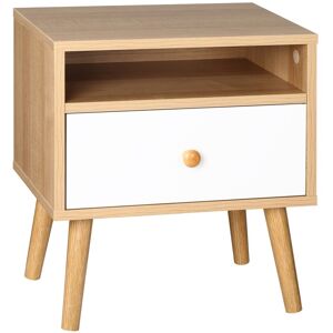 Homcom Bedside Table Natural - Nightstand, Drawer, Shelf Homcom Bedside Table Natural - Nightstand, Drawer, Shelf