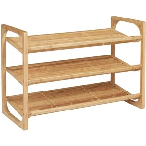 Homcom Bamboo Shoe Rack, 3-Tier Shoe Storage Shelf For 9 Pair Shoes For Entryway Homcom Bamboo Shoe Rack, 3-Tier Shoe Storage Shelf For 9 Pair Shoes For Entryway