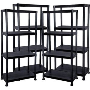 Thrink 4 X Plastic 4 Tier Shelving Shelves Racking Storage Shelf Unit Black New Thrink 4 X Plastic 4 Tier Shelving Shelves Racking Storage Shelf Unit Black New