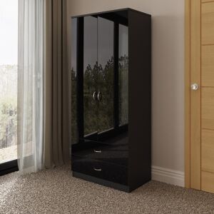 Fwstyle Chilton Black High Gloss Wardrobe - Wardrobe Fwstyle Chilton Black High Gloss Wardrobe - Wardrobe