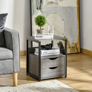 Homcom End Table Bedside Desk Slim Storage Cabinet With Shelf Grey Homcom End Table Bedside Desk Slim Storage Cabinet With Shelf Grey