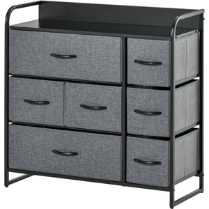 Homcom 3 Tier Fabric Dresser With 7 Foldable Drawers Grey Homcom 3 Tier Fabric Dresser With 7 Foldable Drawers Grey