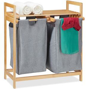 Relaxdays Double Laundry Basket With Shelf Clothes Storage Bin 2 Sections 30 L Bags Relaxdays Double Laundry Basket With Shelf Clothes Storage Bin 2 Sections 30 L Bags