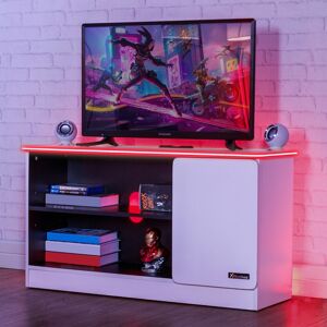 X Rocker Carbon-Tek Rgb Tv Unit Media Stand Shelves Storage Cabinet - White X Rocker Carbon-Tek Rgb Tv Unit Media Stand Shelves Storage Cabinet - White