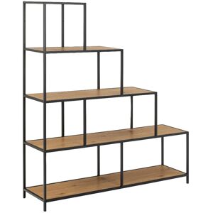 Seaford Bookcase With 4 Shelves In Black And Oak Seaford Bookcase With 4 Shelves In Black And Oak