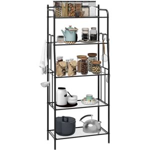Homcom 5-Tier Kitchen Storage Unit, Microwave Stand With Open Shelves And Hooks Homcom 5-Tier Kitchen Storage Unit, Microwave Stand With Open Shelves And Hooks