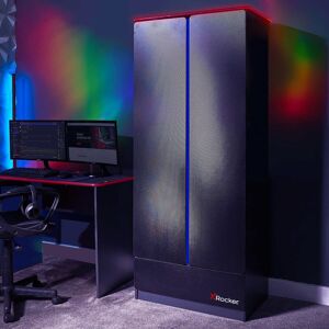 X Rocker Carbon-Tek Rgb 2 Door Wardrobe Shelf Drawer Bedroom Storage - Blue X Rocker Carbon-Tek Rgb 2 Door Wardrobe Shelf Drawer Bedroom Storage - Blue