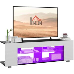 Homcom Tv Stand 145cm Tv Unit With Glass Shelves Rgb Led Light For 60\"Tv White Homcom Tv Stand 145cm Tv Unit With Glass Shelves Rgb Led Light For 60\"Tv White