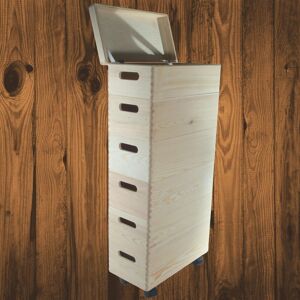 Woodeedoo 6 Tier Wooden Storage Crate Tower Lid Wheels Handles Tall Pine Unit 40x20x84cm Woodeedoo 6 Tier Wooden Storage Crate Tower Lid Wheels Handles Tall Pine Unit 40x20x84cm