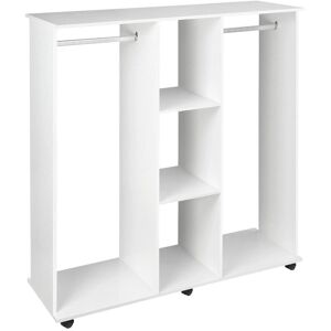 Homcom Mobile Double Open Wardrobe Clothes Hanging Rail Shelves Organizer White Homcom Mobile Double Open Wardrobe Clothes Hanging Rail Shelves Organizer White