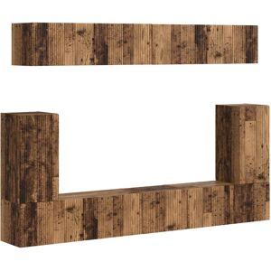 Vidaxl Tv Cabinet Set Wall-Mounted 5 Pcs Old Wood Engineered Wood, Living Room, Vidaxl Tv Cabinet Set Wall-Mounted 5 Pcs Old Wood Engineered Wood, Living Room,