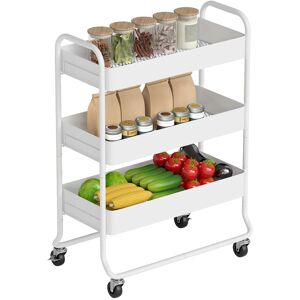 Homcom 3-Tier Storage Trolley, Storage Cart With Mesh Backets, Wheels, White Homcom 3-Tier Storage Trolley, Storage Cart With Mesh Backets, Wheels, White