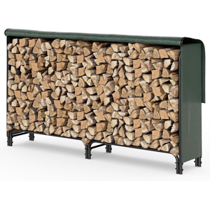 Vounot Firewood Log Rack With Waterproof Cover - Outdoor Metal Storage 200x115cm Vounot Firewood Log Rack With Waterproof Cover - Outdoor Metal Storage 200x115cm