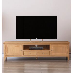 Hallowood Furniture Long Tv Stand, 2-Drawer Long Tv Cabinet, 2-Cupboard Large Oak Media Cabinet Hallowood Furniture Long Tv Stand, 2-Drawer Long Tv Cabinet, 2-Cupboard Large Oak Media Cabinet