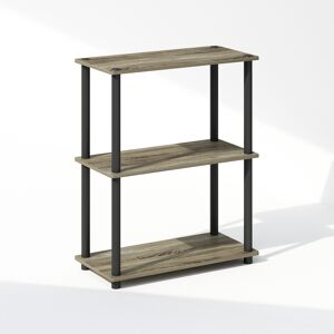Furinno Turn-N-Tube 3-Tier Bookcase With Display Rack, French Oak/ Black Furinno Turn-N-Tube 3-Tier Bookcase With Display Rack, French Oak/ Black
