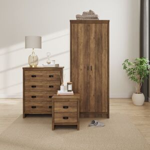Gfw Boston 3 Piece Set 2 Door Wardrobe 4 Drawer Chest Bedside Cab Knotty Oak Design Gfw Boston 3 Piece Set 2 Door Wardrobe 4 Drawer Chest Bedside Cab Knotty Oak Design