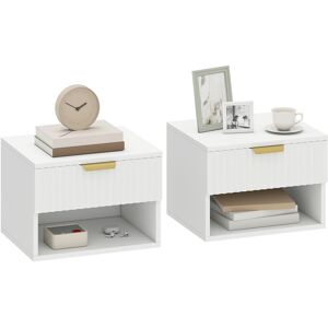 Homcom Floating Nightstands Set Of 2, Modern Wall Mounted Bedside Tables Homcom Floating Nightstands Set Of 2, Modern Wall Mounted Bedside Tables