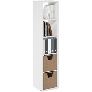 Furinno Cubicle Open Back Verticle Cube Storage Organizer, 5-Cube, White Furinno Cubicle Open Back Verticle Cube Storage Organizer, 5-Cube, White