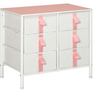 Homcom 6 Drawer Chest Of Drawers W/ Wooden Top Kid Room Closet Hallway Pink Homcom 6 Drawer Chest Of Drawers W/ Wooden Top Kid Room Closet Hallway Pink