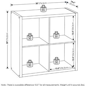 Furinno Cubicle 4-Cube Bookcase With Reversible Open Back, Amber Pine Furinno Cubicle 4-Cube Bookcase With Reversible Open Back, Amber Pine