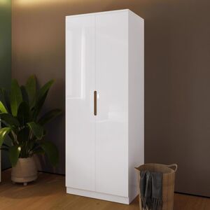 Fwstyle White High Gloss 2 Door Wardrobe Veloce Oak-Effect Bedroom Furniture Fwstyle White High Gloss 2 Door Wardrobe Veloce Oak-Effect Bedroom Furniture