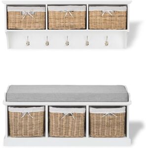 Statement Furniture Storage Bench Hanging Shelf, Wooden Hallway Set With Baskets Assembled Tetbury Statement Furniture Storage Bench Hanging Shelf, Wooden Hallway Set With Baskets Assembled Tetbury